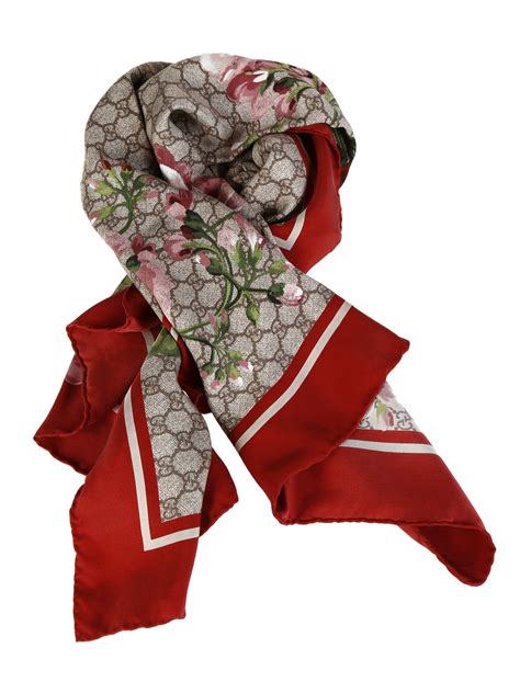 gucci bloom print silk scarf|gucci head scarf women.